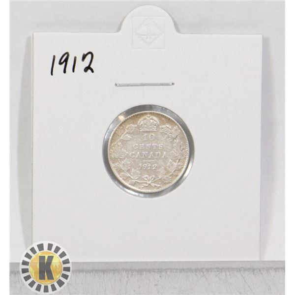 1912 SILVER CANADA 10 CENTS COIN