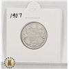 Image 1 : 1907 SILVER CANADA 25 CENTS COIN