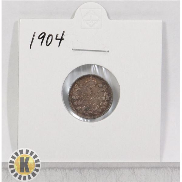 1904 SILVER CANADA 5 CENTS COIN