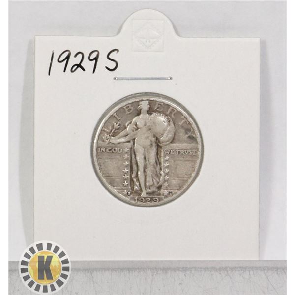 1929 S SILVER CANADA 5 CENTS COIN