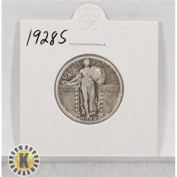1928 S SILVER CANADA 5 CENTS COIN