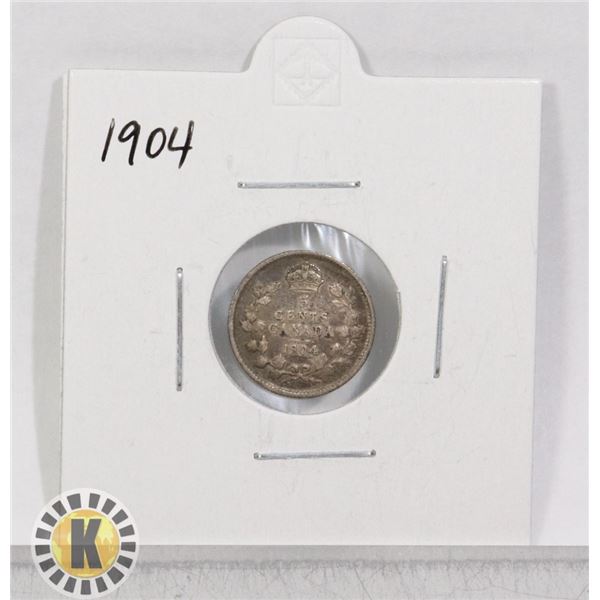 1904 SILVER CANADA 25 CENTS COIN