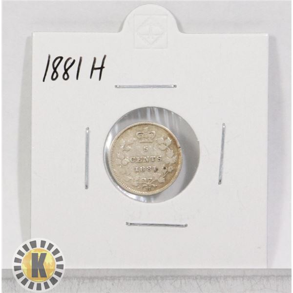 1881 H SILVER CANADA 5 CENTS COIN