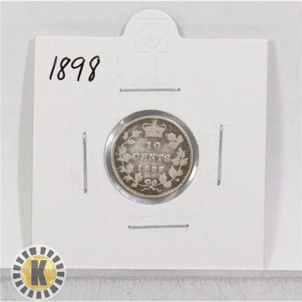 1898 SILVER CANADA 10 CENTS COIN