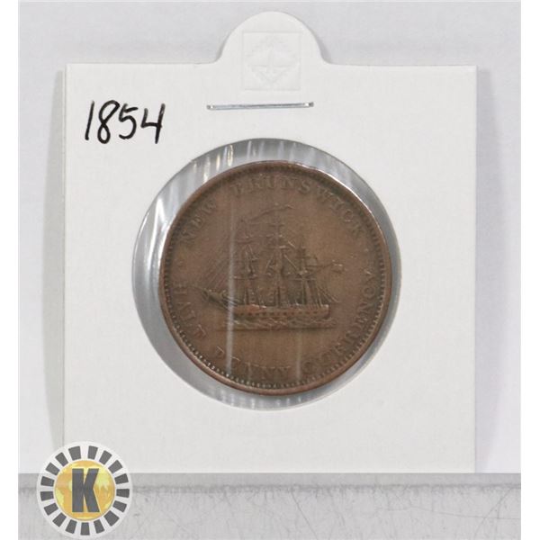 1854 NEW BRUNSWICK 1/2 PENNY COIN