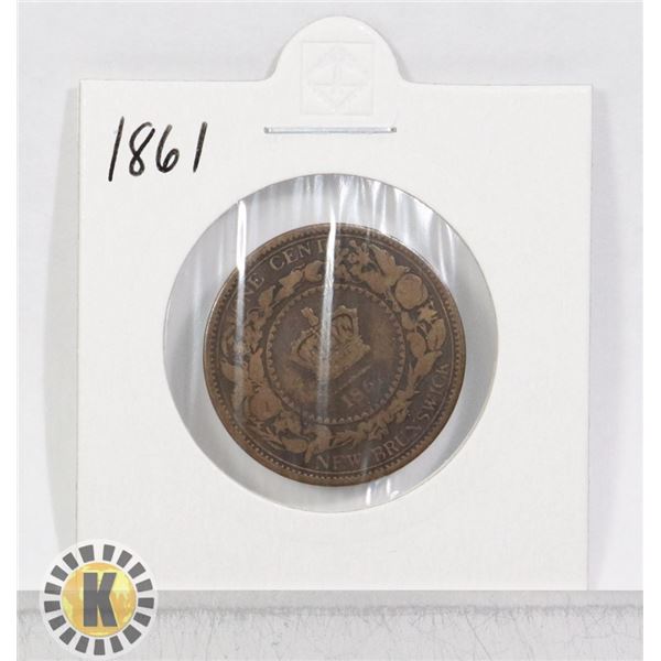1861 NEW BRUNSWICK ONE CENT COIN