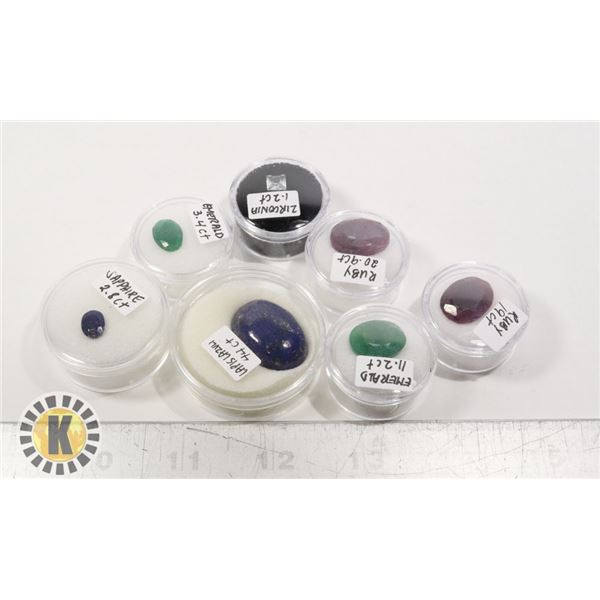 X7 GEMSTONES RUBY, EMERALD, SAPPHIRE, LAPIS