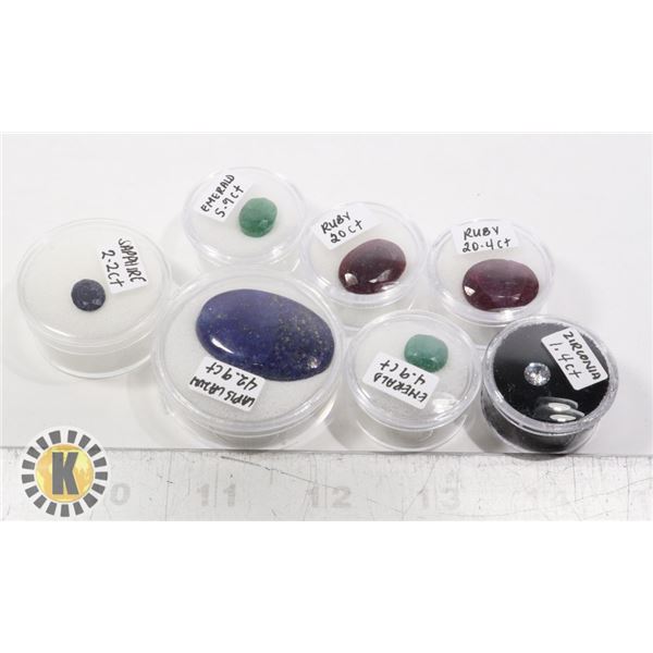 X7 GEMSTONES RUBY, EMERALD, SAPPHIRE, LAPIS
