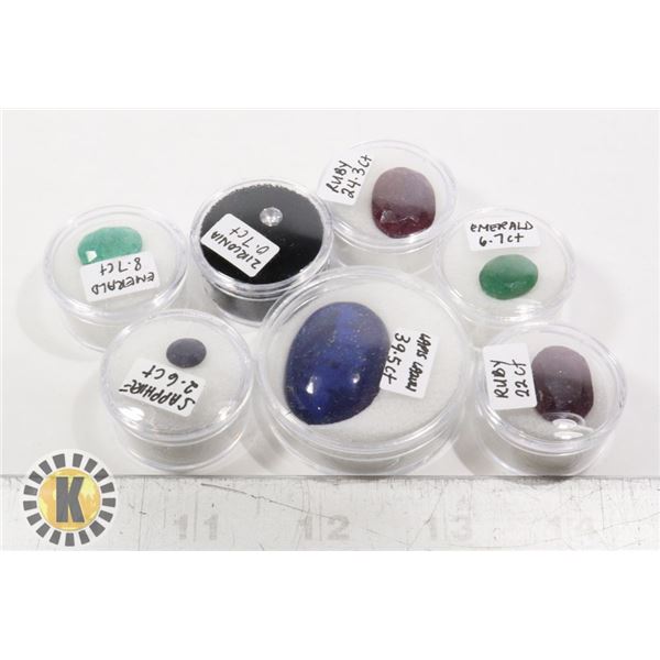 X7 GEMSTONES RUBY, EMERALD, SAPPHIRE, LAPIS