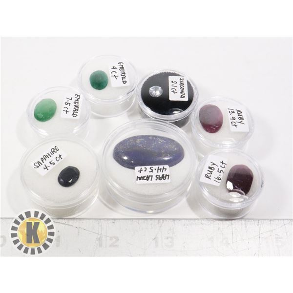 X7 GEMSTONES RUBY, EMERALD, SAPPHIRE, LAPIS