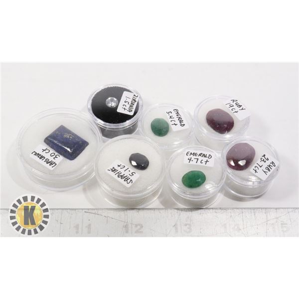 X7 GEMSTONES RUBY, EMERALD, SAPPHIRE, LAPIS