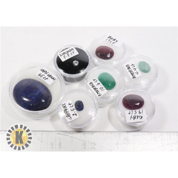 X7 GEMSTONES RUBY, EMERALD, SAPPHIRE, LAPIS