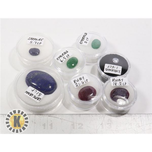 X7 GEMSTONES RUBY, EMERALD, SAPPHIRE, LAPIS
