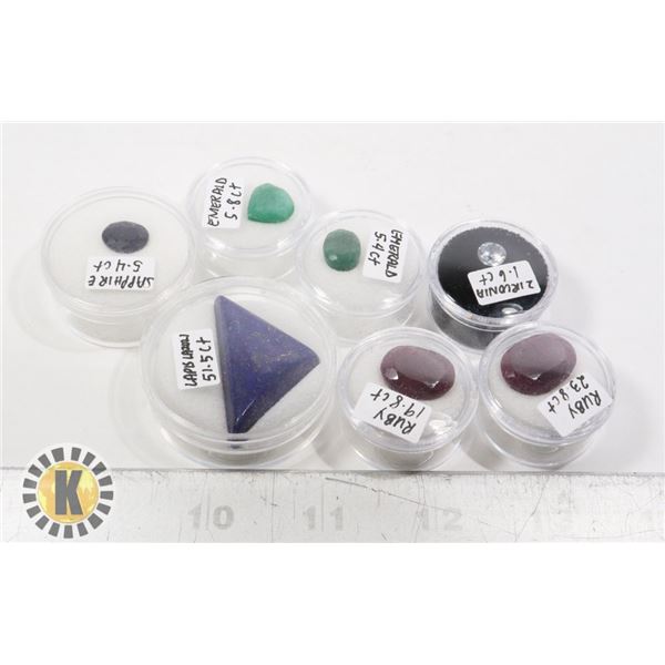 X7 GEMSTONES RUBY, EMERALD, SAPPHIRE, LAPIS