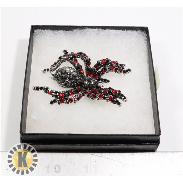 LARGE SPIDER RHINESTONE BROOCH