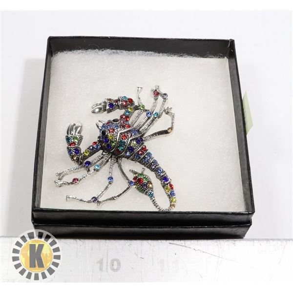 LOBSTER RHINESTONE BROOCH