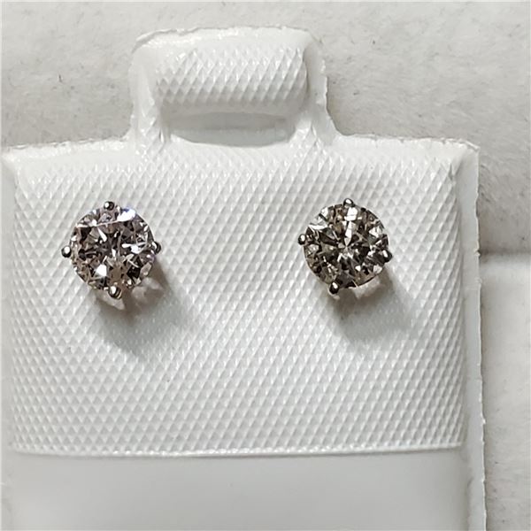 14K WHITE GOLD DIAMOND(0.6CT,SI1-SI2,G-H) EARRINGS