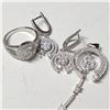 Image 1 : SILVER CUBIC ZIRCONIA EARRING, RING