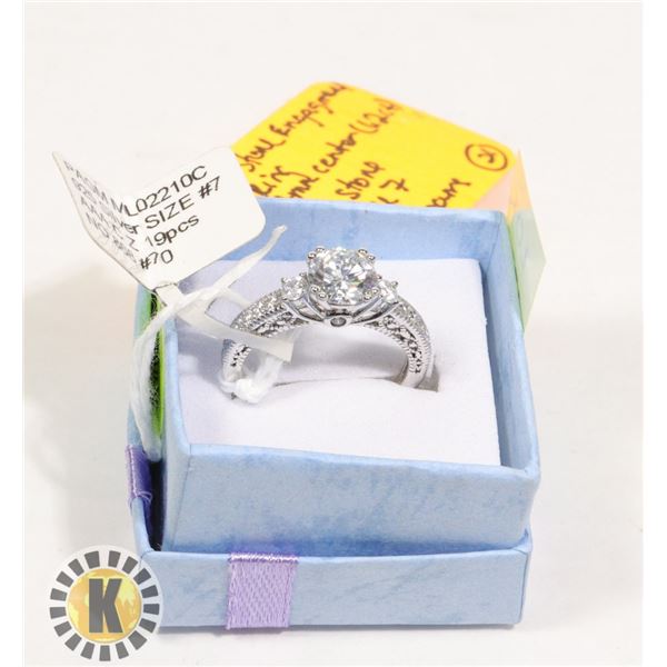 3 STONE ROUND SILVER/CZ ENGAGEMENT RING (21)