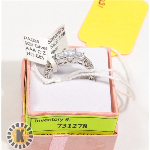 3 STONE PRINCESS CUT  ENGAGEMENT RING NEW (19)