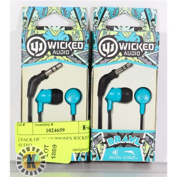 2 PACK OF HEAD PHONES WICKED AUDIO