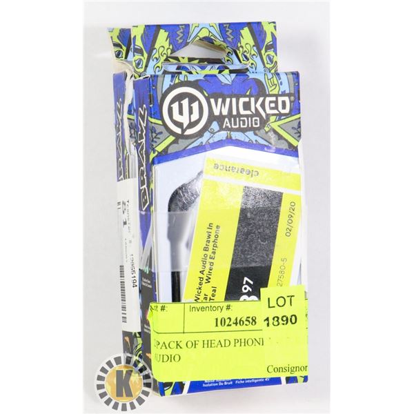 2 PACK OF HEAD PHONES WICKED AUDIO