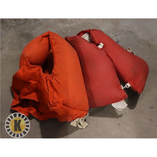 TWO VINTAGE LIFE VESTS