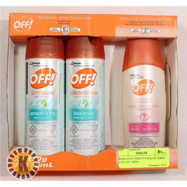 REPELLENT INSECT PACK OF THREE 2 ADULTS 1 KIDS