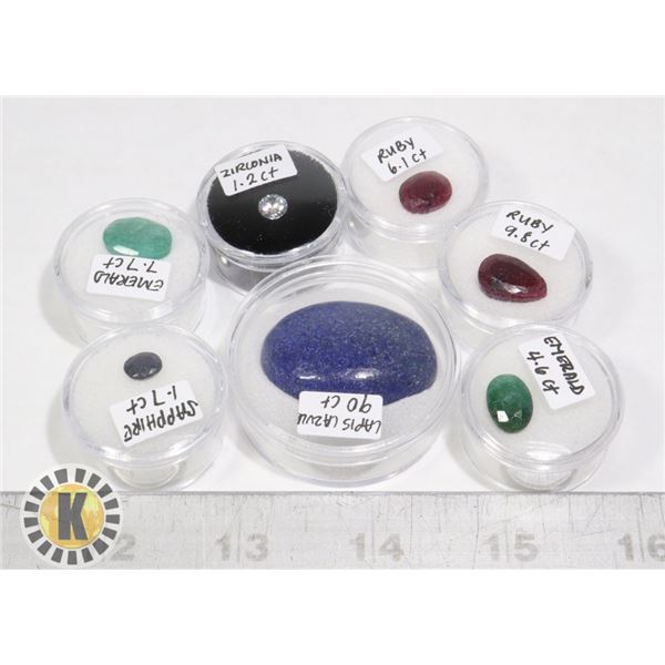 x7 GENUINE RUBY EMERALD SAPPHIRE LAPIS LAZULI