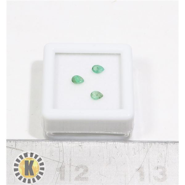 x3 GENUINE EMERALD GEMSTONES