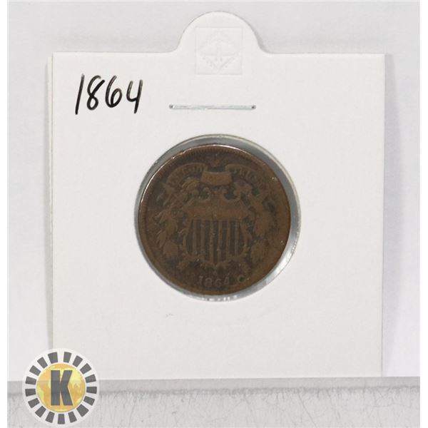 1864 OLD USA TWO CENT COIN