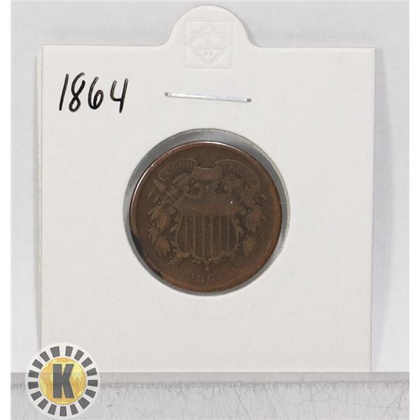 1864 OLD USA TWO CENT COIN