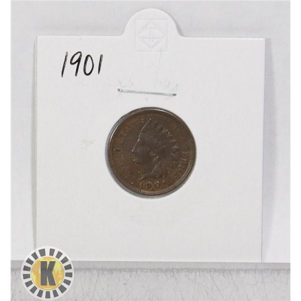 1901 OLD USA INDIAN HEAD ONE CENT COIN