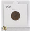 Image 1 : 1901 OLD USA INDIAN HEAD ONE CENT COIN