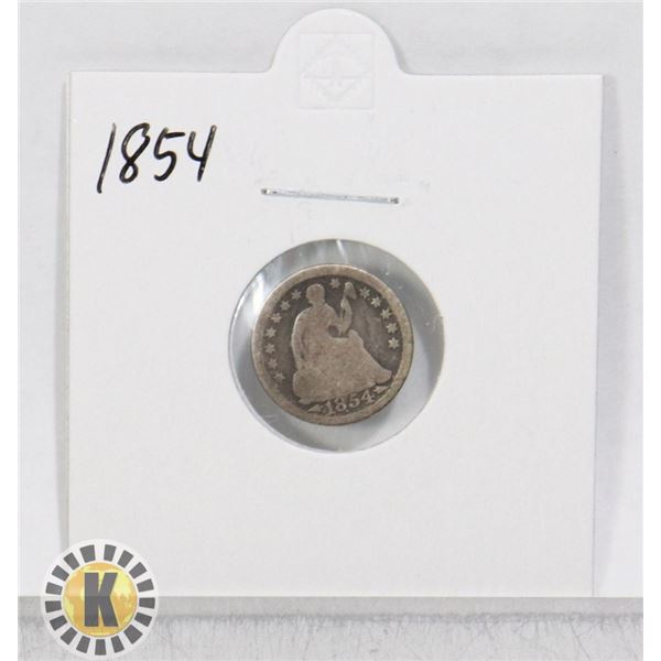 1854 SILVER USA HALF DIME, SEATED LIBERTY
