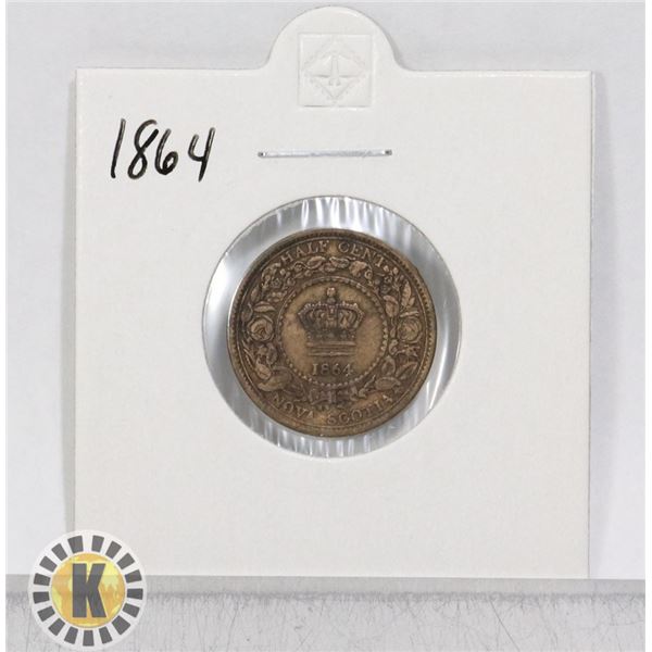 1864 NOVA SCOTIA HALF CENT COIN