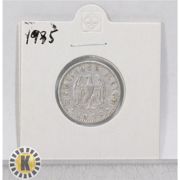 1935 WWII NAZI GERMANY 50 REICHSPFENNIG COIN
