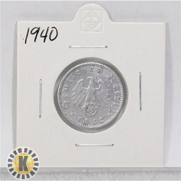 1940 WWII NAZI GERMANY 50 REICHSPFENNIG COIN