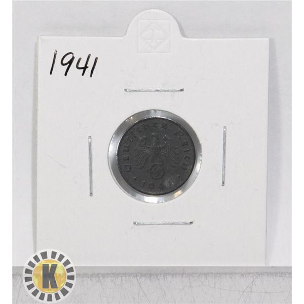 1941 WWII NAZI GERMANY 1 REICHSPFENNIG COIN