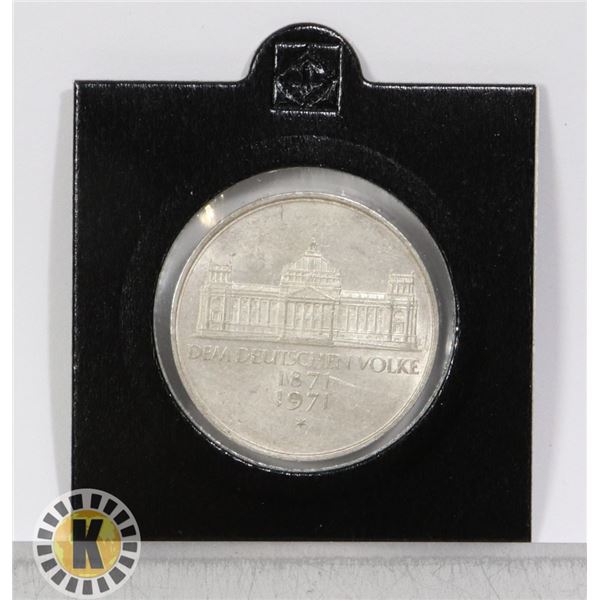 1971G GERMANY SILVER 5 MARK COMMEMORATIVE
