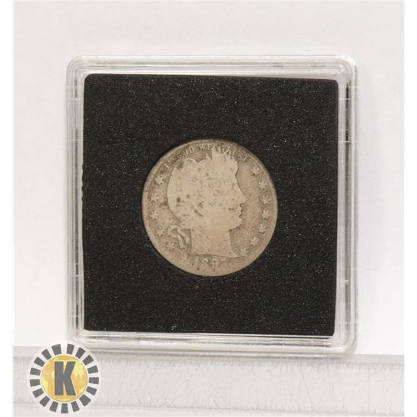 1897 USA BARBER HEAD SILVER 25 CENT COIN