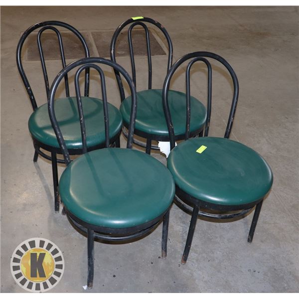 SET OF 4 GREEN CUSHIONED BAR CHAIRS