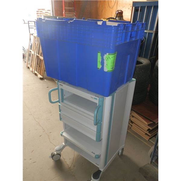 Storage Cart & Blue Storage Bin