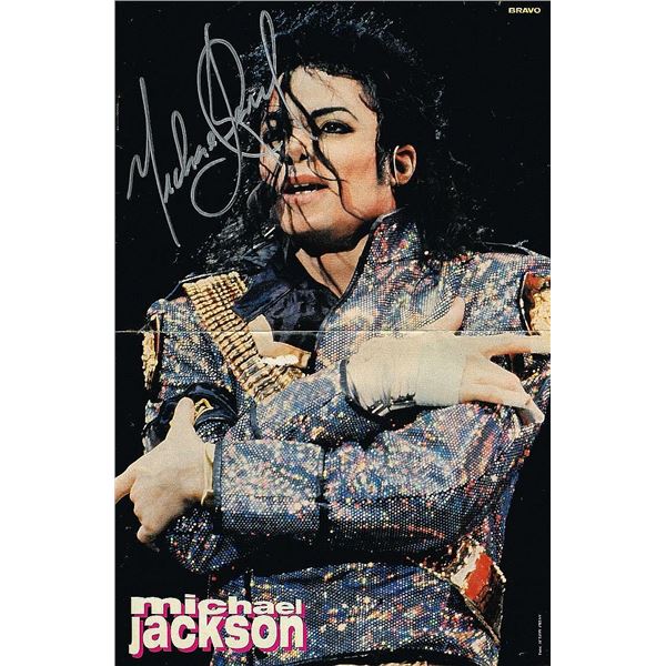MICHAEL JACKSON SIGNED DANGEROUS TOUR POSTER.