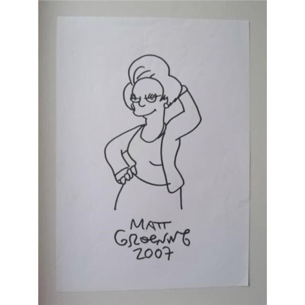 Matt Groening drawing of Edna krabappel.