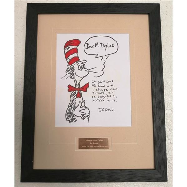 Dr. Seuss signed  The Cat in the Hat Drawing 