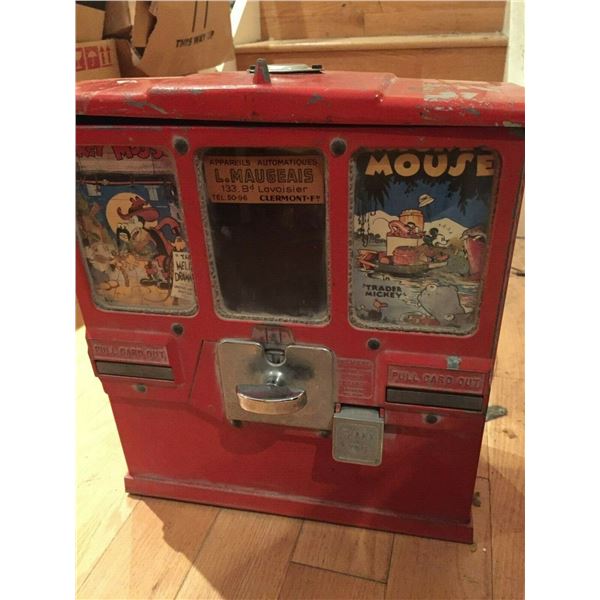Vintage Premiere Gum And Card Vending Machine with Mickey Mouse Circa 1950s  Ref: Beeb