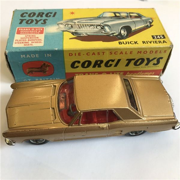 Vintage Corgi Toys No. 245 Buick Riviera Gold Boxed.   Ref::Lff