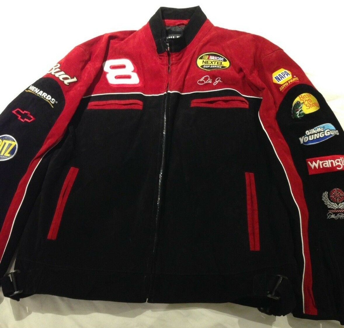 Red Black Suede Men's NASCAR Racing Car Jacket XL Earnhardt Jr Chase ...