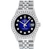Image 3 : Rolex Mens Stainless Steel Blue Vignette 3 ctw Diamond Datejust Wristwatch